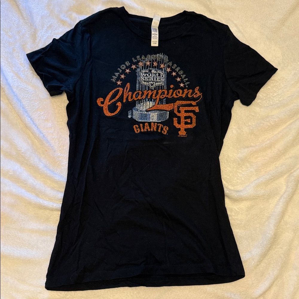 Giants Black and Orange Champions Women's Tee